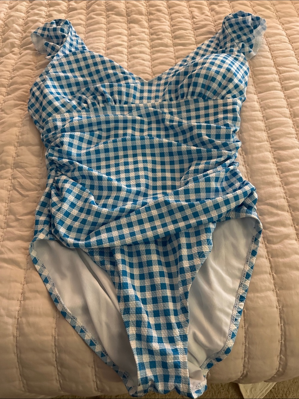 Women’s Ellen Tracy Blue Gingham One-Piece Swimsuit
